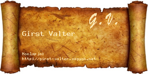 Girst Valter névjegykártya